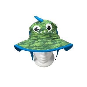 ADDIE & TATE Camo Dragon Dino Kids Sun Hat Toddler Green Chin Strap Vented